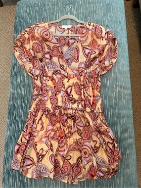 A.L.C. Yellow & Rust Printed Short Dress